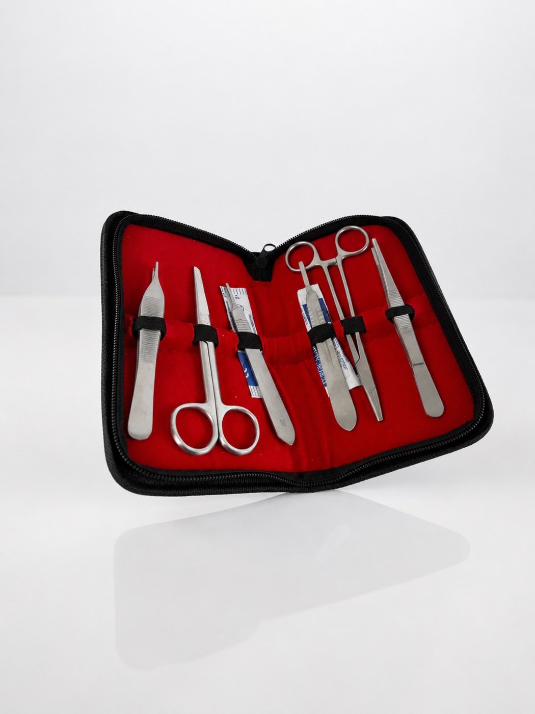 MediStitch surgical instrument set — scissors, needle holders, forceps and scalpel