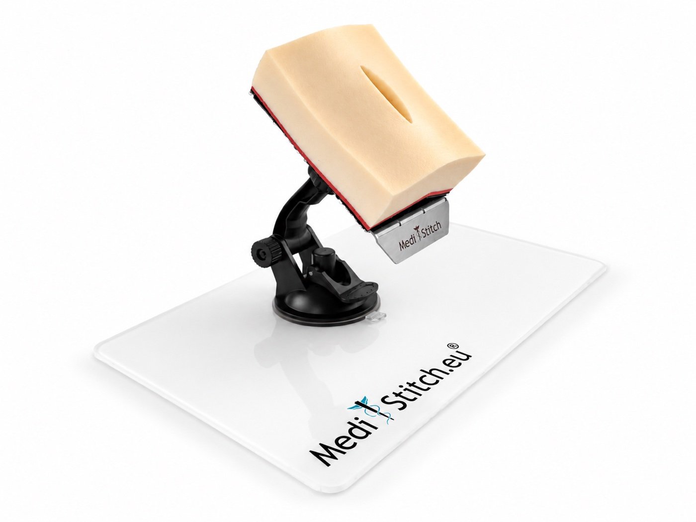 MediStitch suture practice kit — pad, holder and table base